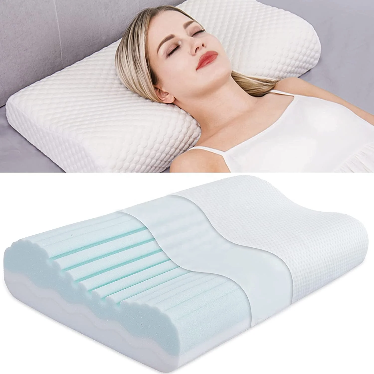 Adjustable Memory Foam Pillow Queen Cervical Pillow for Neck Pain Neck Support for Contour Pillow