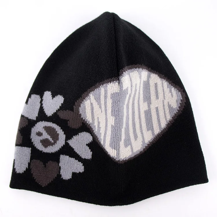 Custom Color Jacquard Skull Cap Soft Cuffless Warm Toque Knit Beanie Manufacture