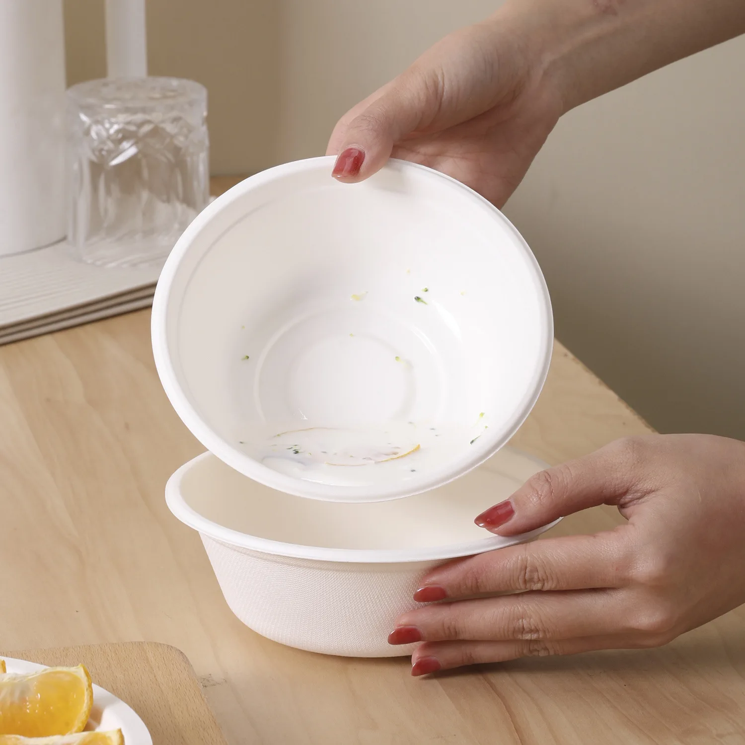 12 oz Disposable Compostable Bowls Biodegradable Soup Bowls Bagasse Pulp Eco-Friendly Sugarcane Bowls