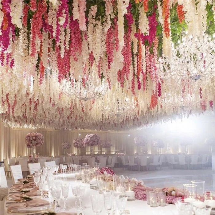 Wholesale Wedding Party Ceiling Decoration Garland Wisteria White Red Artificial Wisteria flowers