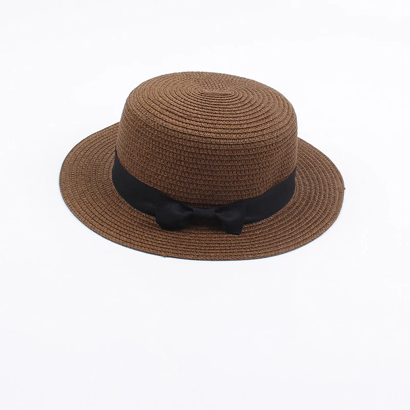 Shinehats OEM wheat flat top beach sun summer kids straw hat children little boy girl unisex sunhat sombreros paja chapeau