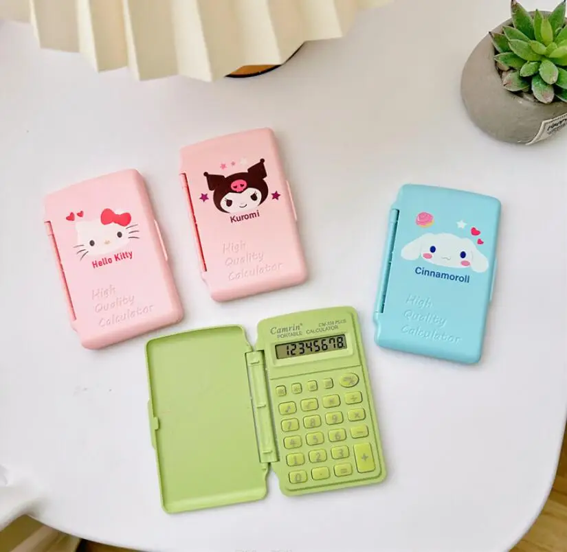 XUX  Mini Portable  Kuromi Melody Calculator Student  Practise Counting Folded Calculator For Stationery School or Office