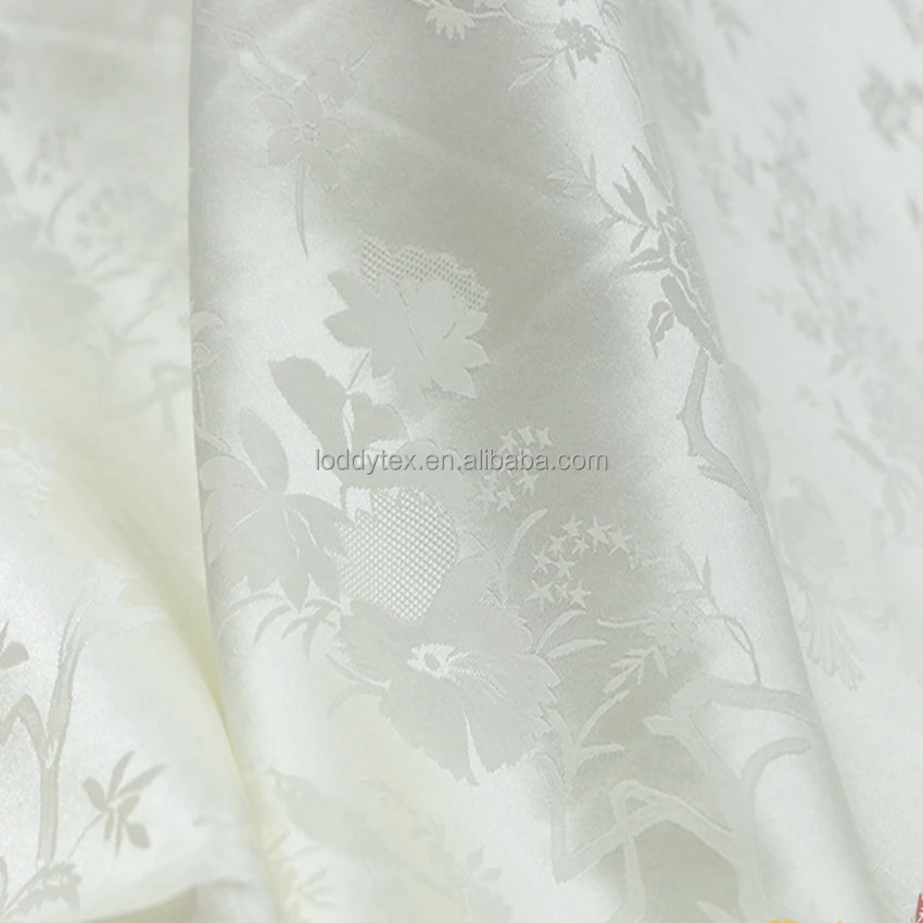Silk viscose satin jacquard dress fabric
