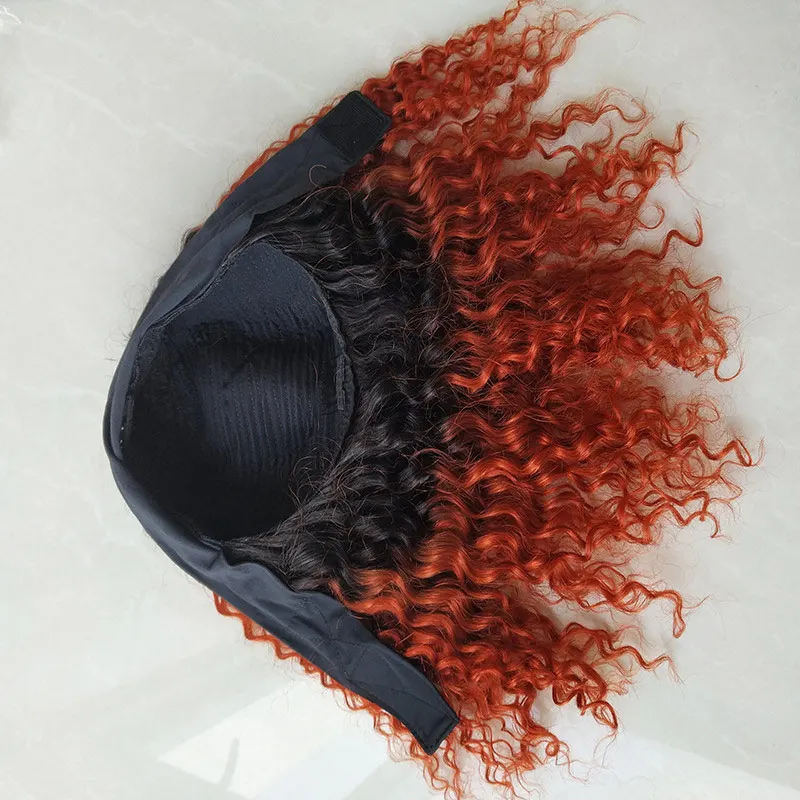 Deep wave curly 14 inch short bob T1b/350 ombre machine made Headband cuticle aligned brazilian raw indian human hair vendor wig