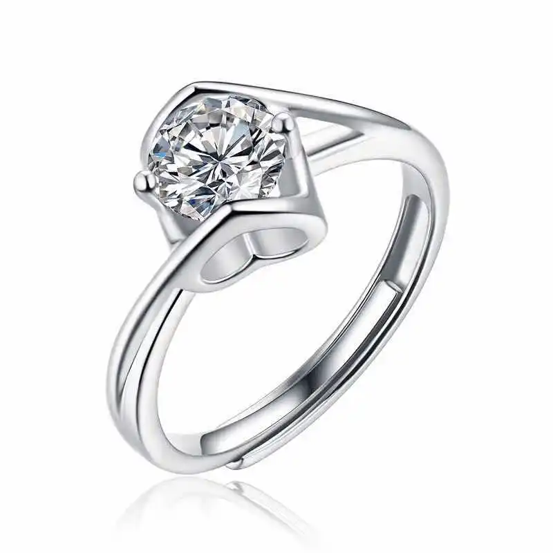 Classic Mossan ring S925 sterling silver 1 carat Mossan diamond ring for women