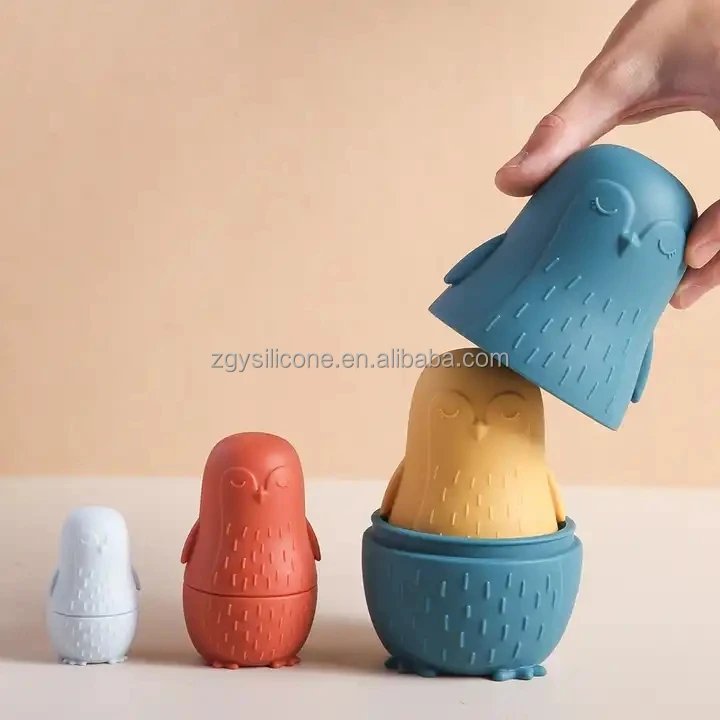 ODM Parent-Child Game Russian Nesting Matryoshka Doll Set Baby Homeware Silicone Toys For Kids Educational