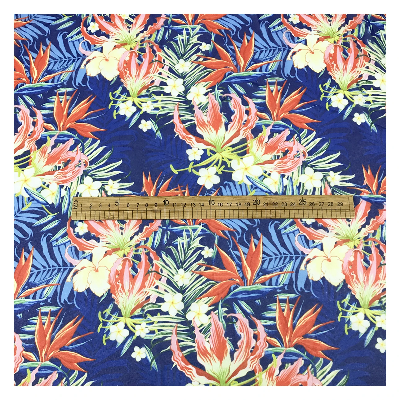 New fashion vibrant blue tropical floral pattern 75D dubai chiffon fabric sublimation printing for clothing
