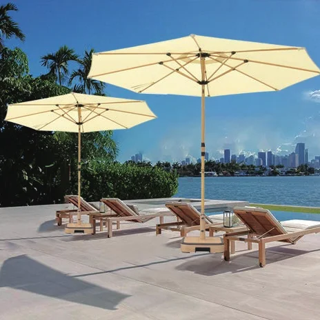 Round Wedding Wooden-like Outdoor Umbrella Big Garden Sun Parasol Aluminum Windproof Patio Umbrella quality wholesale  parasol