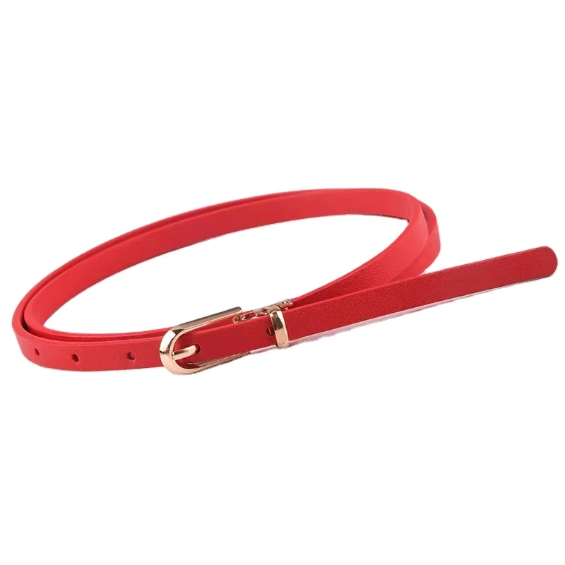 new style lots of colors decoration PU material cheap price thin belt for women