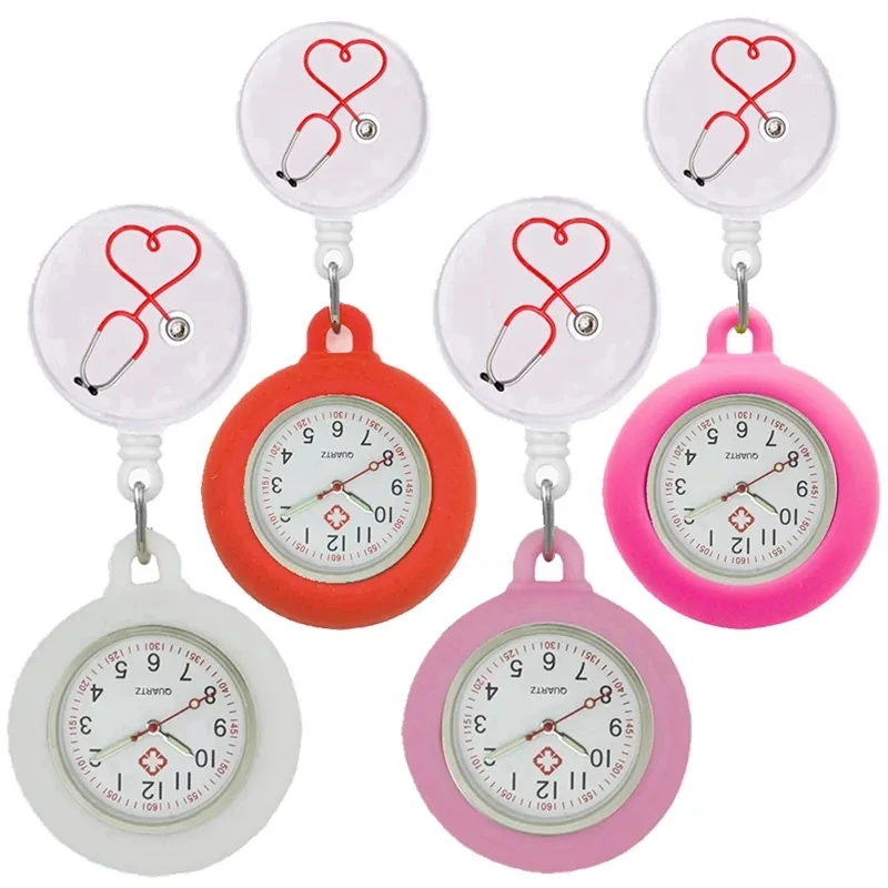 New Arrivals Medical Tethoscope Retractable Badge Holder Reels Pocket Watch Custom Rubber Silicon Breast Watch For Nurse