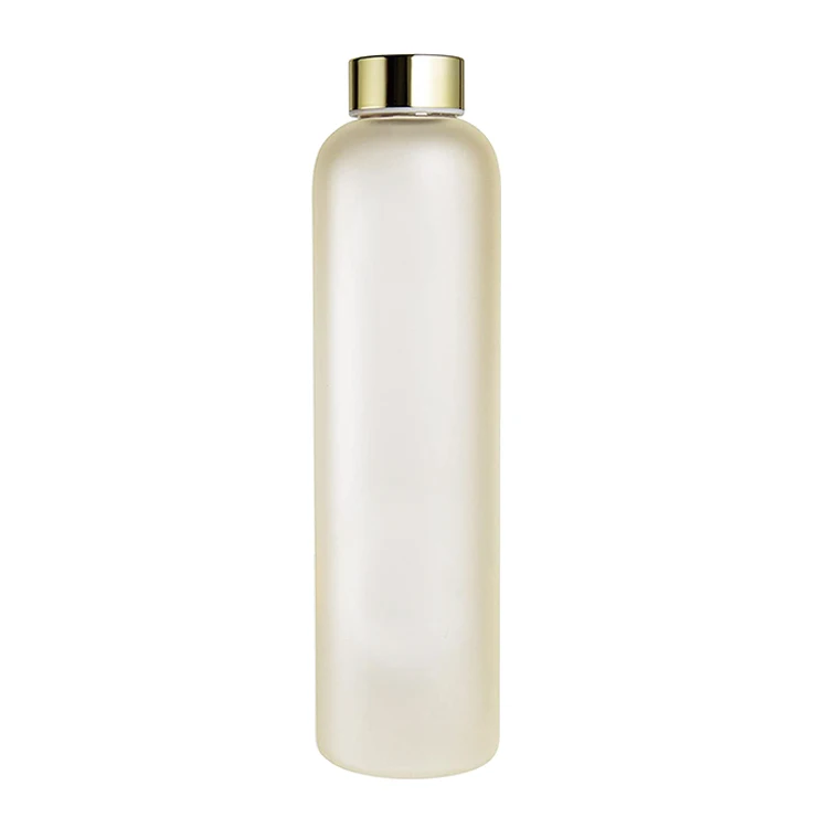 BPA free dishwasher safe eco-friendly motivational borosilicate 1000ml wholesale glass water bottles with bamboo lid