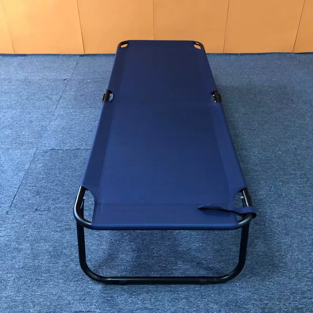 High Quality canvas bed Two-Fold portable foldable metal frame single bed New Modern Space-Saving Simple for lunch break sleep