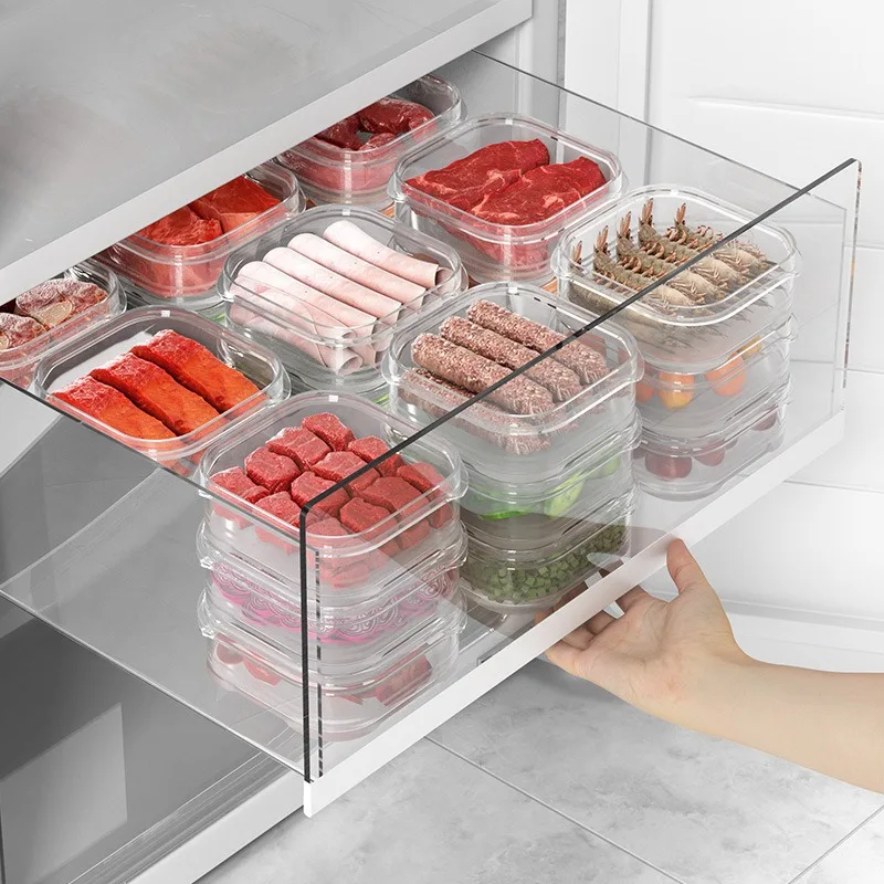 Modern Design Plastic Refrigerator Food Storage Box with Lid for Fresh-Keeping Fruit Vegetables Meat Frozen Foods