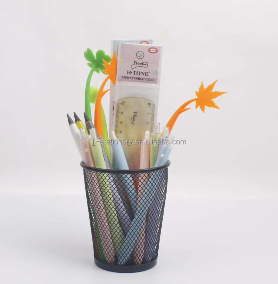 Multi Function Black Metal Mesh Pen Holder Office Desktop Stationery Organizer Desk Set Metal Mesh