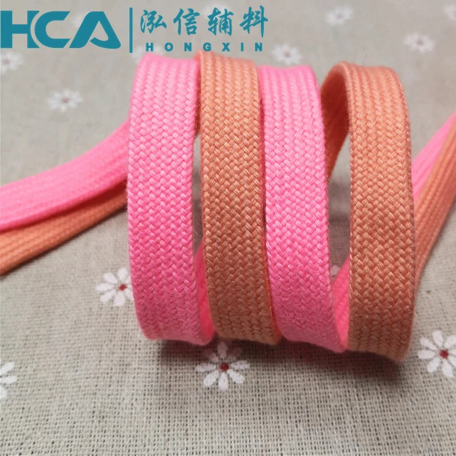 Wholesale 12mm Woven Braid Flat Cotton Polyester Draw Macrame Drawstring Cords Rope String For Hoodie Short