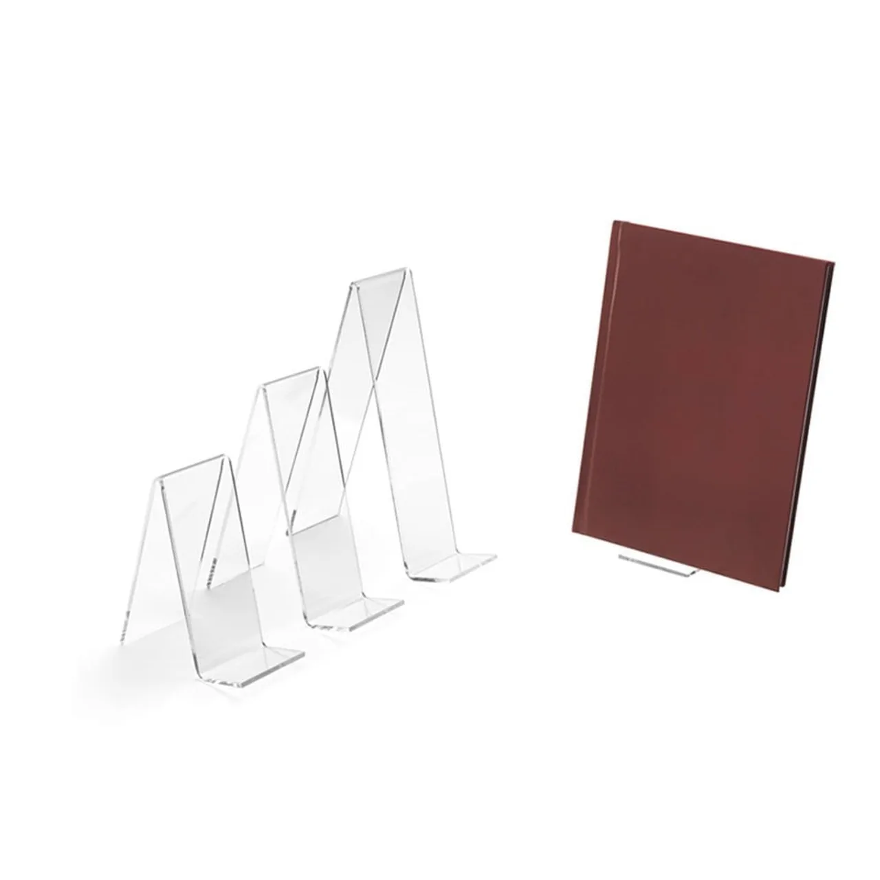 H110 x W50 x D99mm Clear Acrylic Book Stand Plastic and Glass Retail Display Holder and Organizer for Product Display