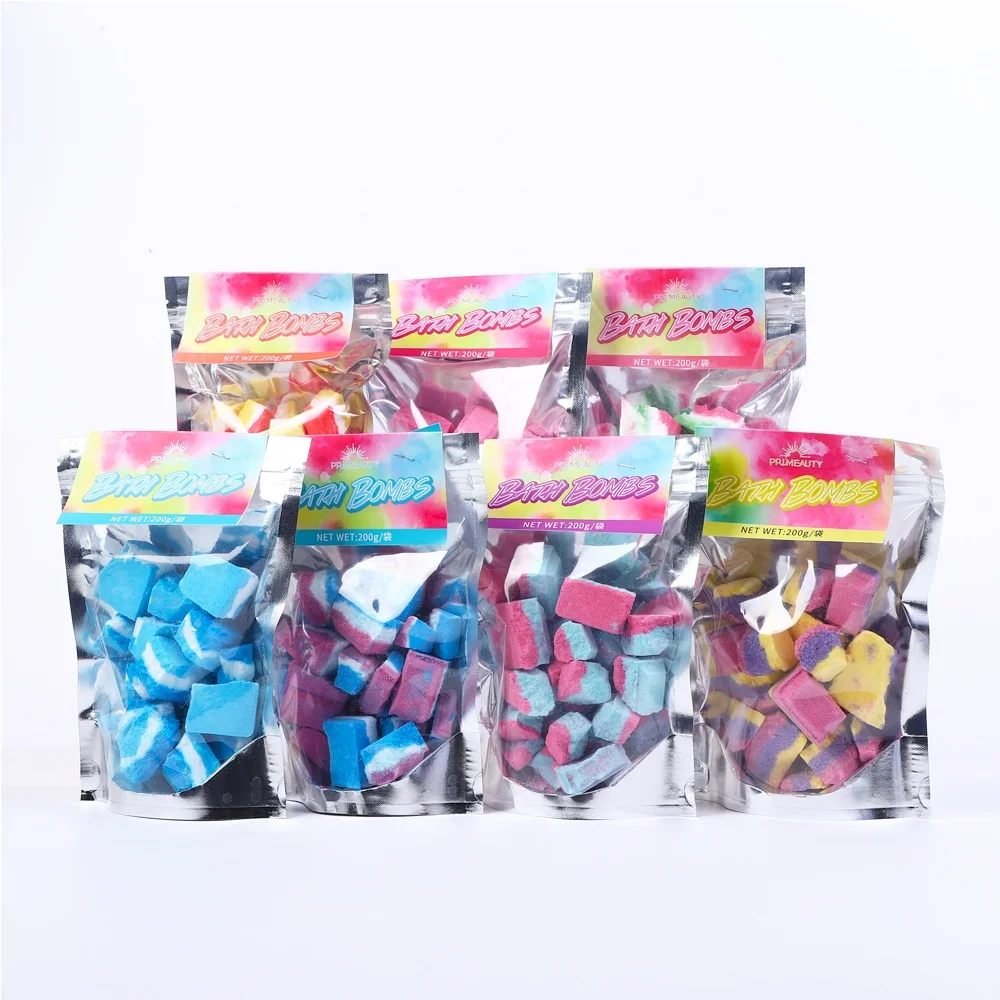 Wholesale Natural Ingredients Scented Organic Aromatherapy Rainbow Bath Fizzer Bath Bomb Crumble