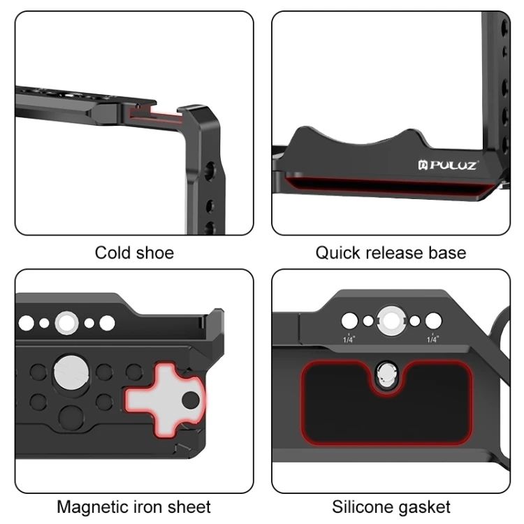 Заводская поставка для Sony ZV-E1 PULUZ Алюминиевый Сплав каркас камеры стабилизатор микрофона монитор штатив селфи