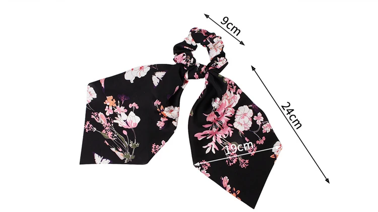 ponytail scrunchie hair ties scarf elastic hair ribbon for women bow ties scrunchies flower print hair bands