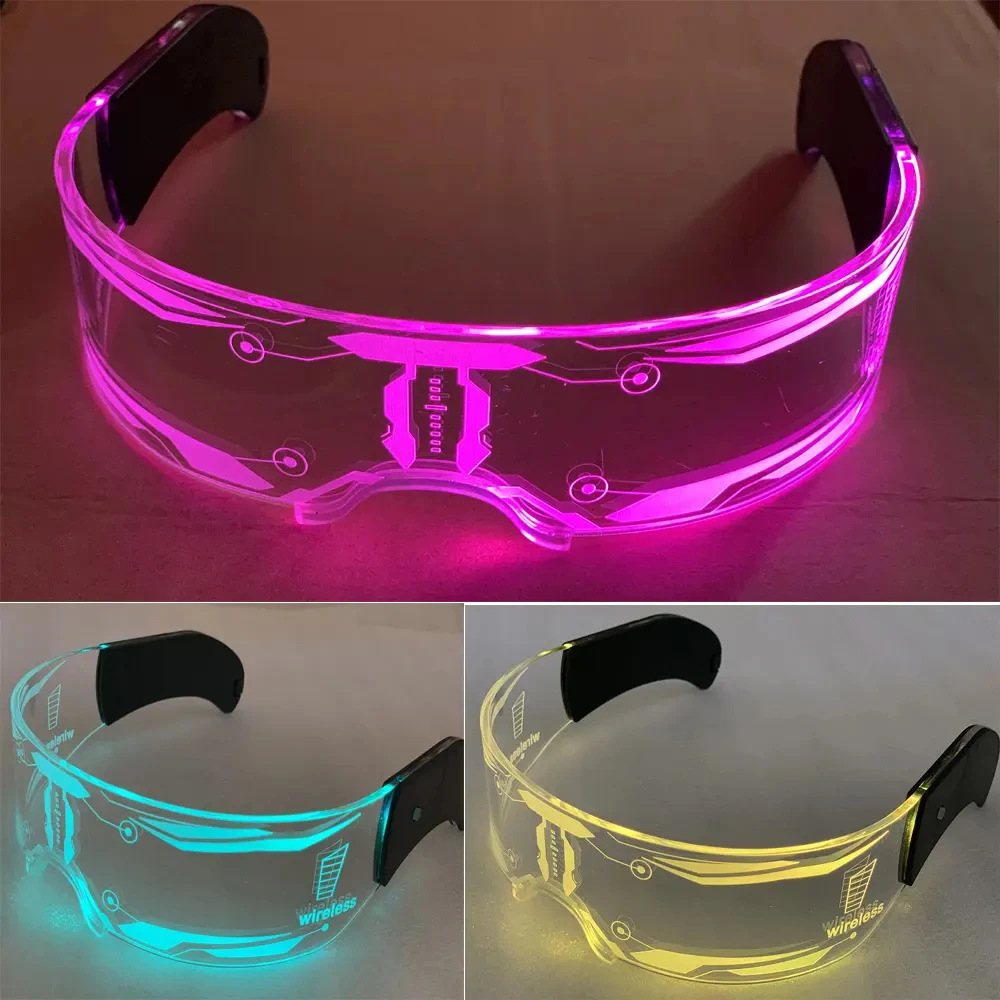 Hot Sale LED Luminous Glasses Electronic Visor Light Up Glasses Creative Technology Luminous Party LED Glasses Future 7 Colors