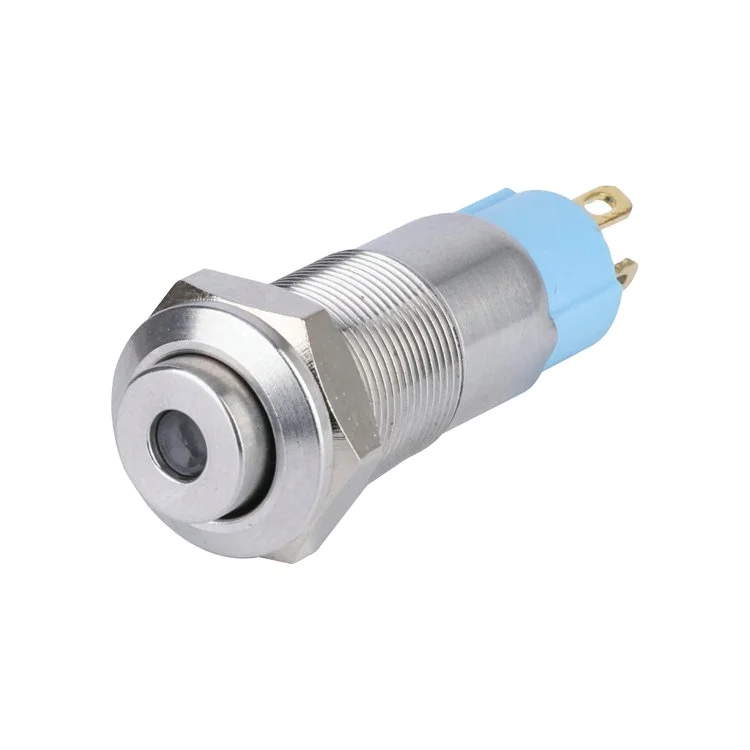 1NO 10mm 2A/250V 4 Pins High Round Head Momentary Dot Led Illuminated Stainless Steel Push Button Switch