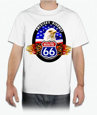 Vintage Route 66 T-shirt 3D Digital Printing Shirt for Men Custom All Over Print Short Sleeve Tees Top Men Street Wear T-shirt