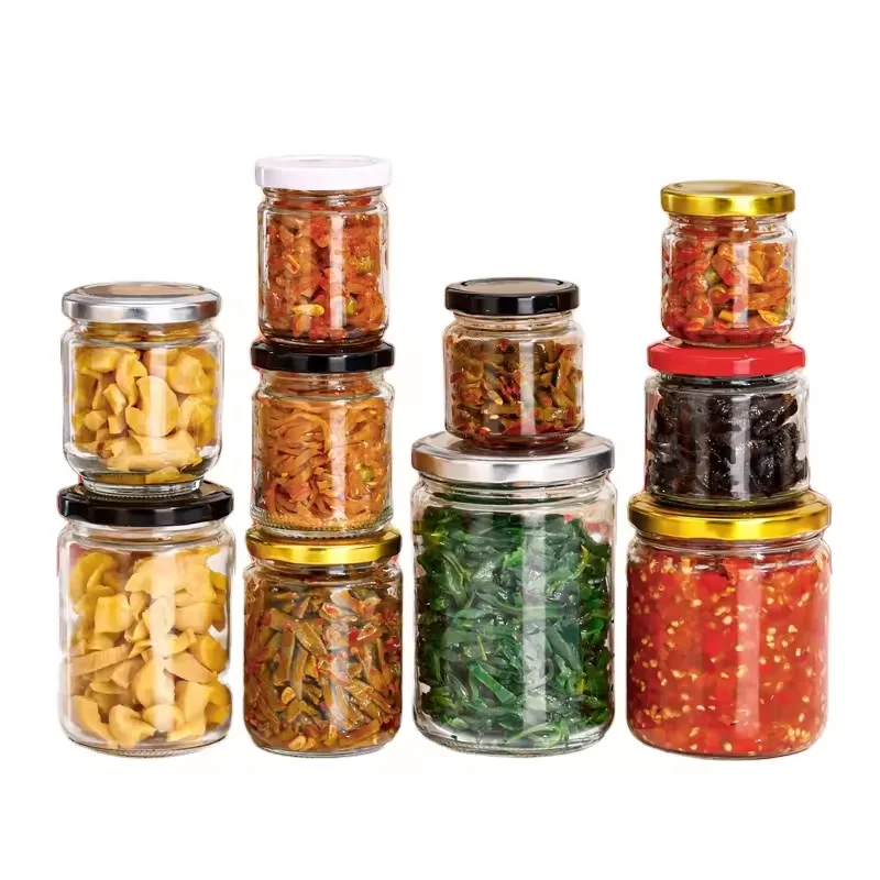 30ML 50ML 100Ml 240Ml 350Ml 500Ml 750Ml 1000Ml Round Shape Honey Jam Pickles Glass Jar With Twist Off Lid