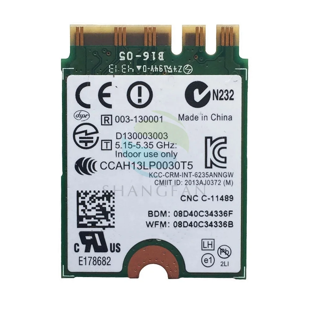 6235ANNGW 6235 NGFF 300 Мбит/с 2 4/5G BT4.0 04W3798 карта для T431SP