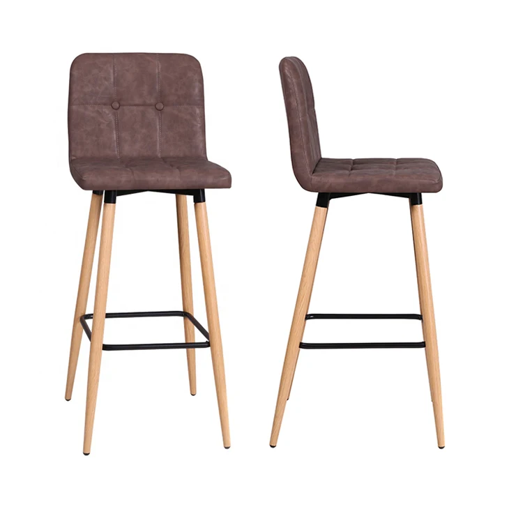 bar furniture high chair vintage metal stool with wood color legs