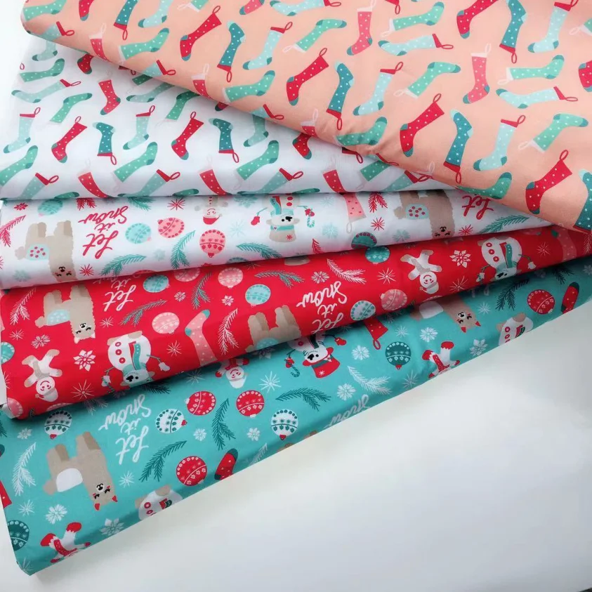 Oem Custom Christmas Printed 100% Cotton Fabric By The Yard 100 Cotton Fabric Wholesale Fabric For Clothing