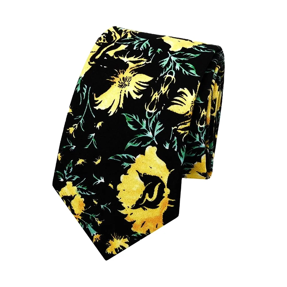 YiLi Custom Floral Flower Digital Screen Printing Handsome 100% Pure Corbata Ties for Men Cotton