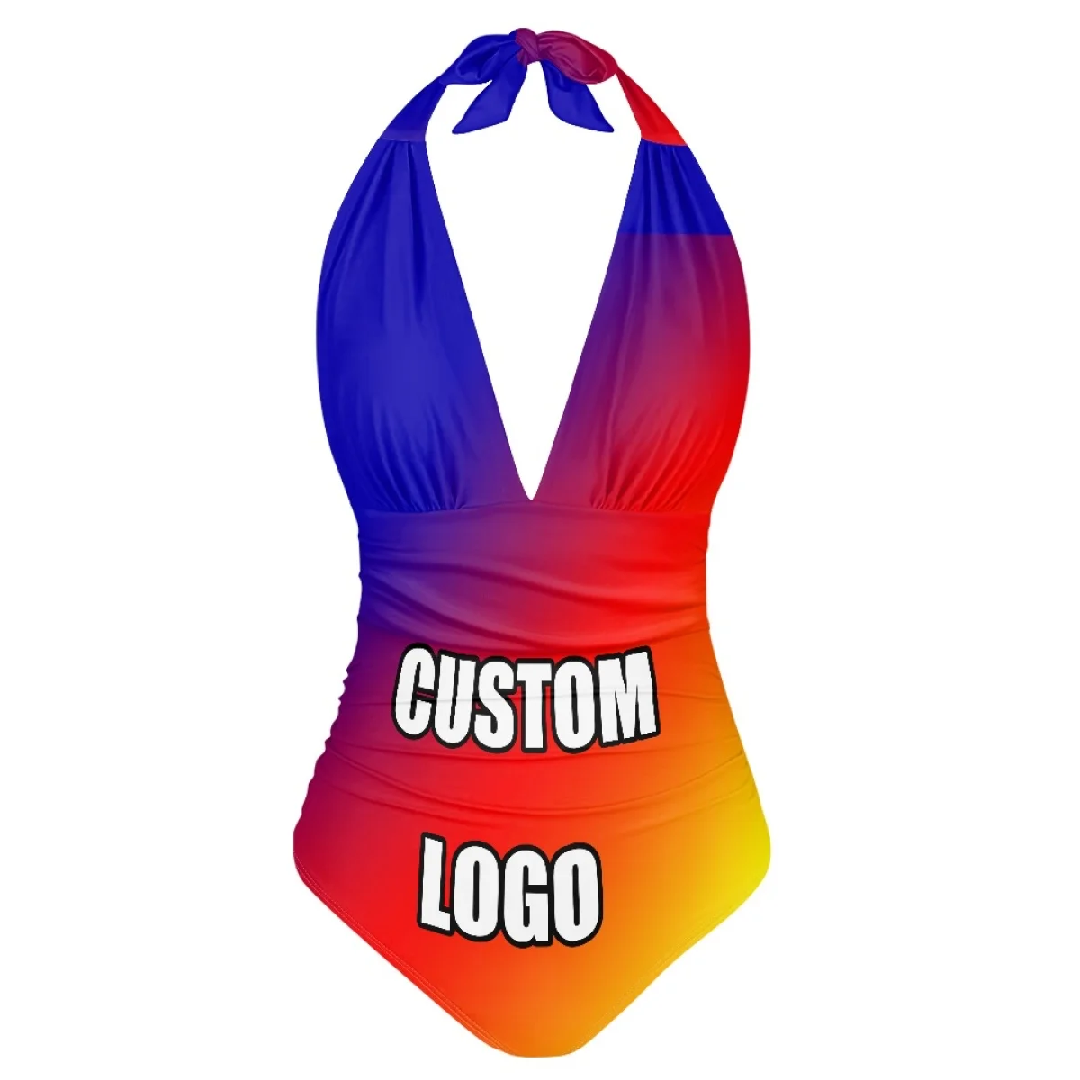 Wholesale Sexy Swimwear Women Custom Logo Print One Piece Bathing Suit Ruched Tummy Control Swimsuit OEM Strap Bikini Beachwear