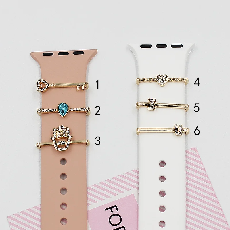 Metal Charms Watch Band Decoration Ring watch Diamond Ornament For watch Bracelet Silicone Strap Jewelry Accessories