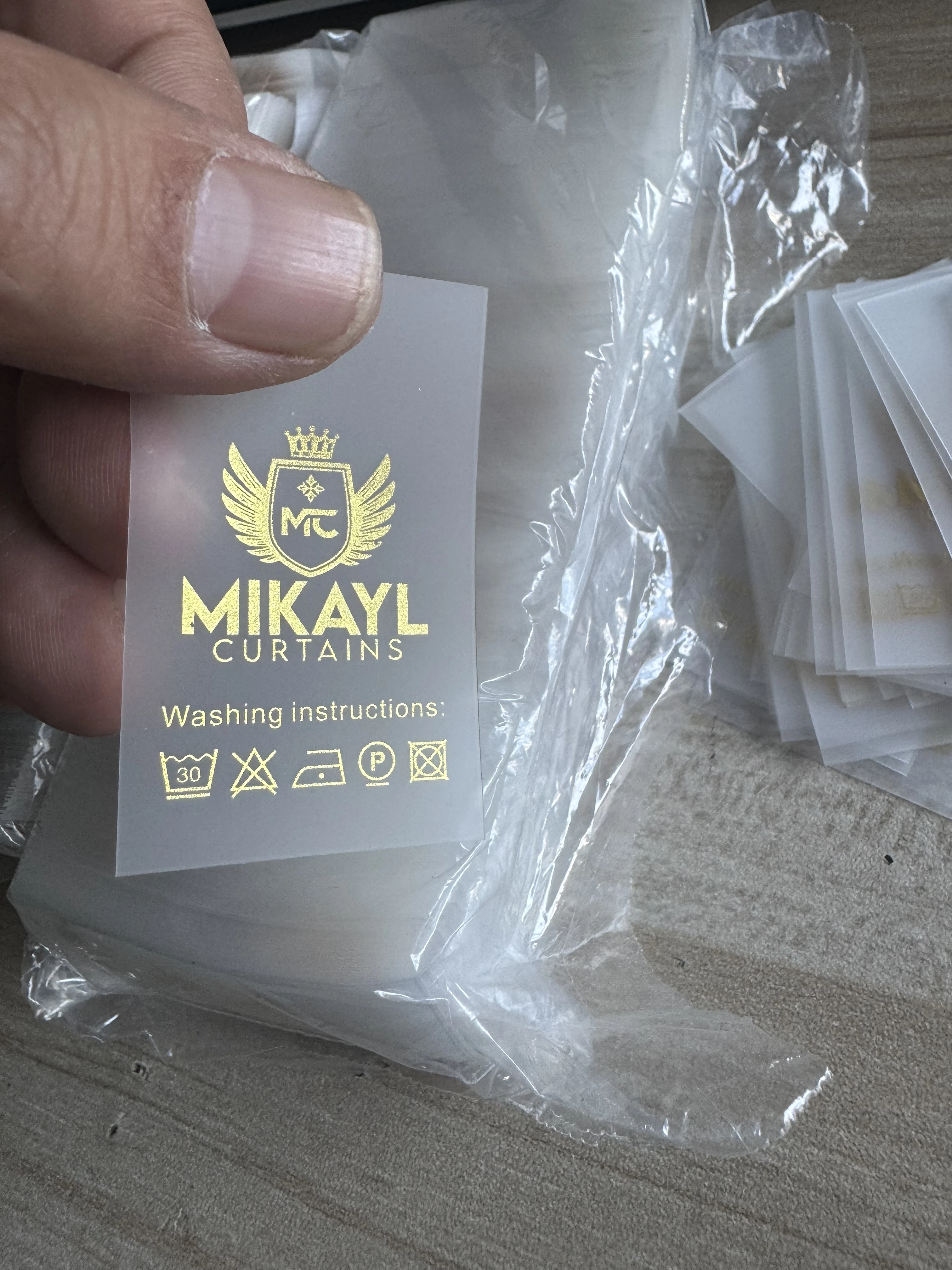 Heat Transfer Gold Stamping Tpu Care Label Custom Logo Printed Low MOQ Translucent Tpu Clothing Label