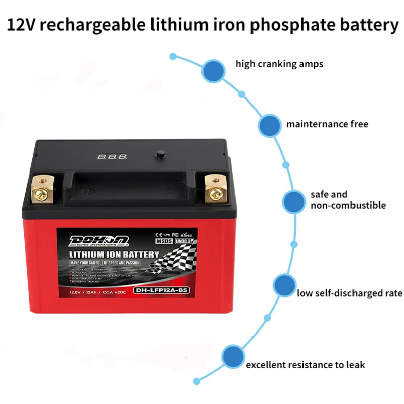 Started battery LFP12A-BS Dry Charged Maintenance Free Lead Acid Battery 12v12AH Motorcycle Battery