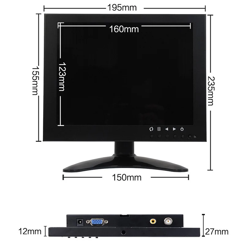 LED Backlight Industrial Security 8 Inch TFT LCD CCTV Monitor With BNC AV HDM I VGA Input