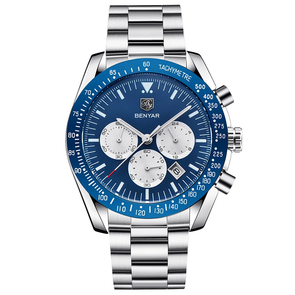 Hot Custom Wholesale Oem Men Luxury Luminous Waterproof Chronograph BENYAR 5120 Waterproof Wrist Quartz Watch For Men
