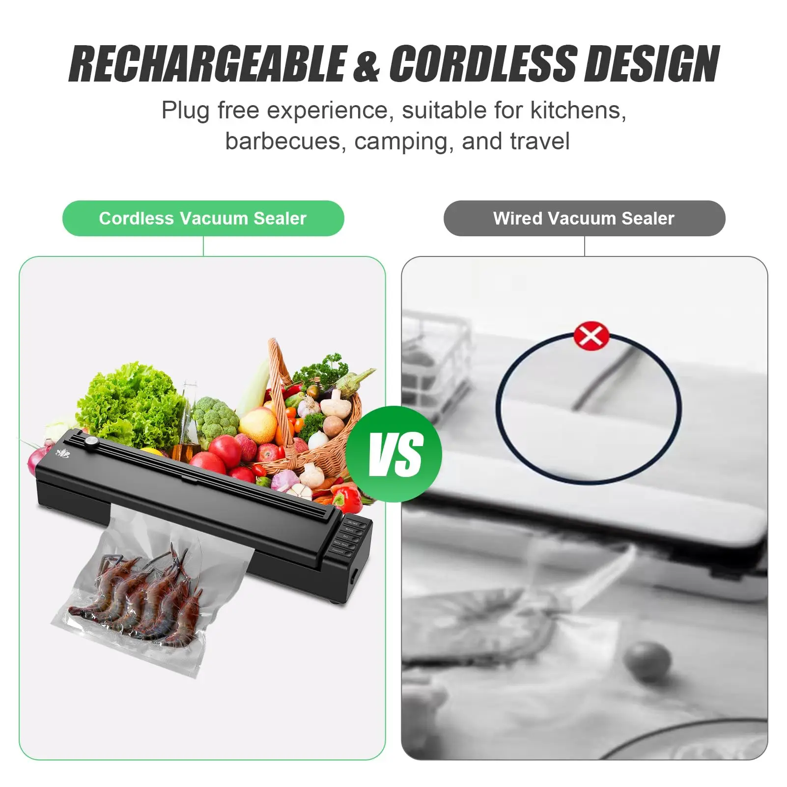 custom kitchen automatic mini meat food-vacuum-sealer sealing bag packaging machine for Dry/Moist Food Storage and Sous Vide