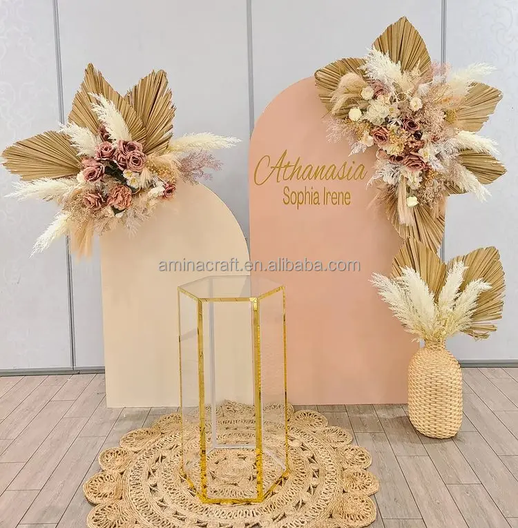 Amina Craft Party White Acrylic Backdrop Props Background Decoration PVC Backdrop Arch for Wedding Stage Decoration