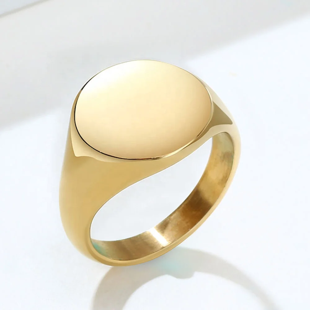 Фабричная Мода Оптовая торговля Выгравированные слова 18 k золото мужские пустые перстень кольцо для