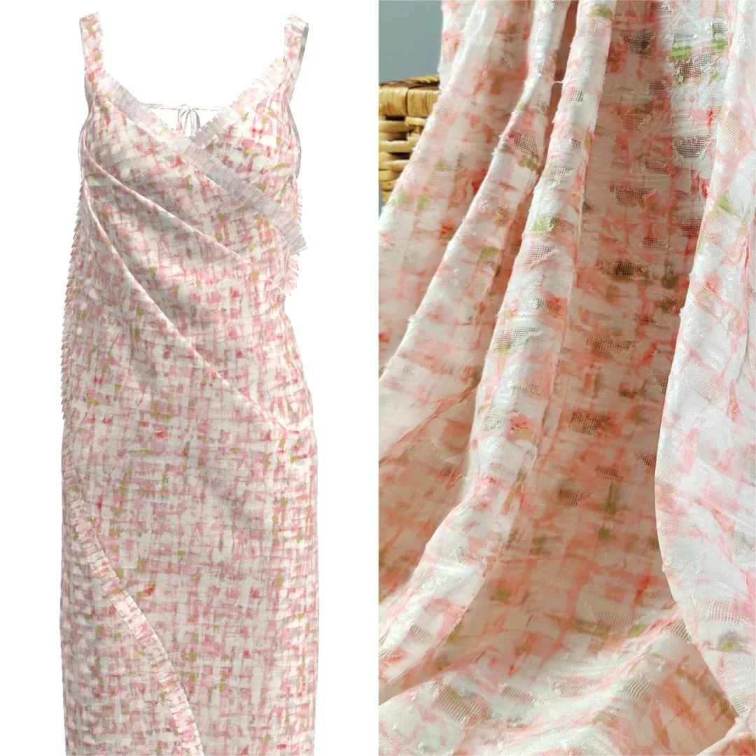 Abstract Oil Painting Style Cut Flower Fabric for Girls 100% Polyester Digital Printing for Dress Fabrics Ambience