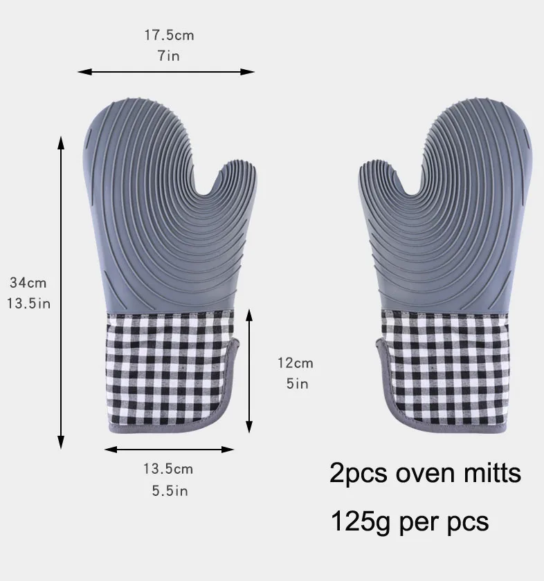 Silicone Oven Mitts and Pot Holders Set 500 Heat Resistant Oven Gloves Flexible Kitchen Cooking Baking Grilling Microwave oven