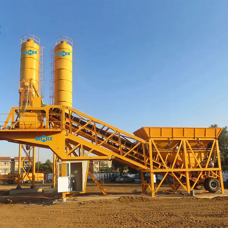 Electric 30 m3 floating concrete batching plant mini mobile concrete batch plant