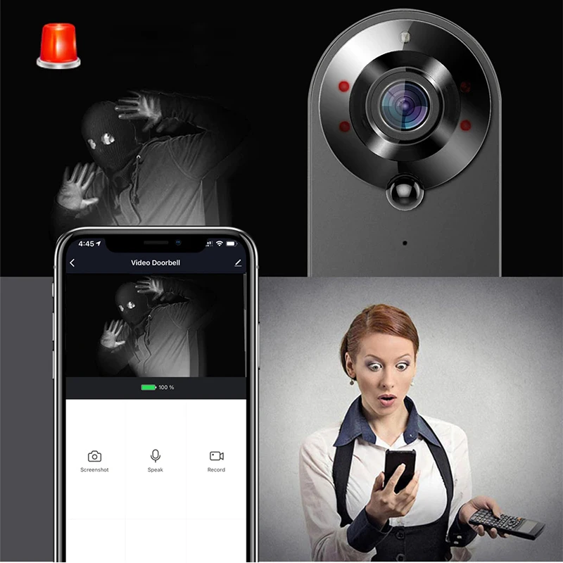 Tuya беспроводной дверной звонок 1080P Smart Life FHD охранной сигнализации умный дом открытый ИК ночного видения Поддержка Alexa