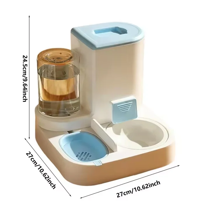 2 in 1 Automatic Pet Food & Water Dispenser Factory Wholesale Nonslip Dog Cat Bowls Plastic Drinking Fountain