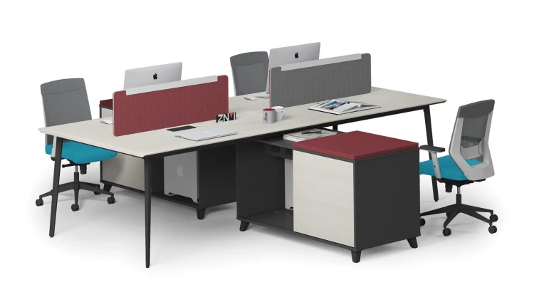 Black Aluminum frame 4 person workstation, modern design office table photos