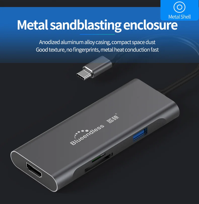 Горячая Распродажа 7 в 1 Usb C концентратор 4K Hdtv Быстрая зарядка Алюминиевый Тип для