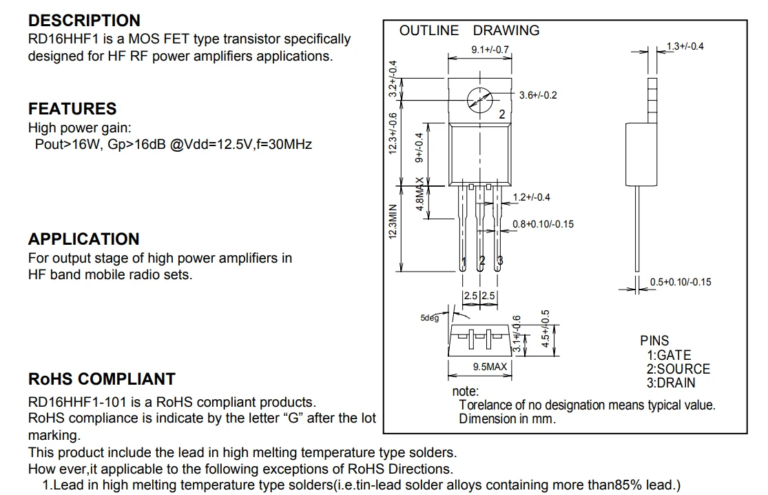(Silicon MOSFET Power Transistor 30MHz16W) RD16HHF1