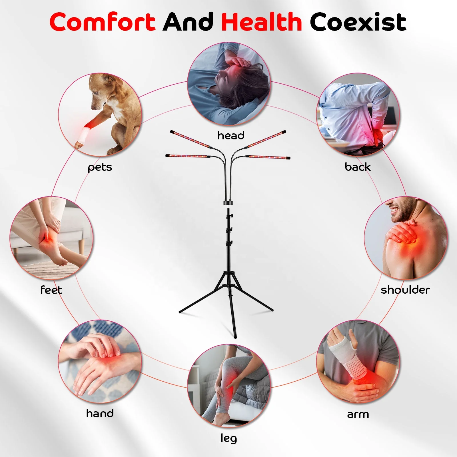 Red Light Therapy Device with Tripod, 80LED 660nm and 850nm Deep Red Light Lamp for Face, Neck, Back