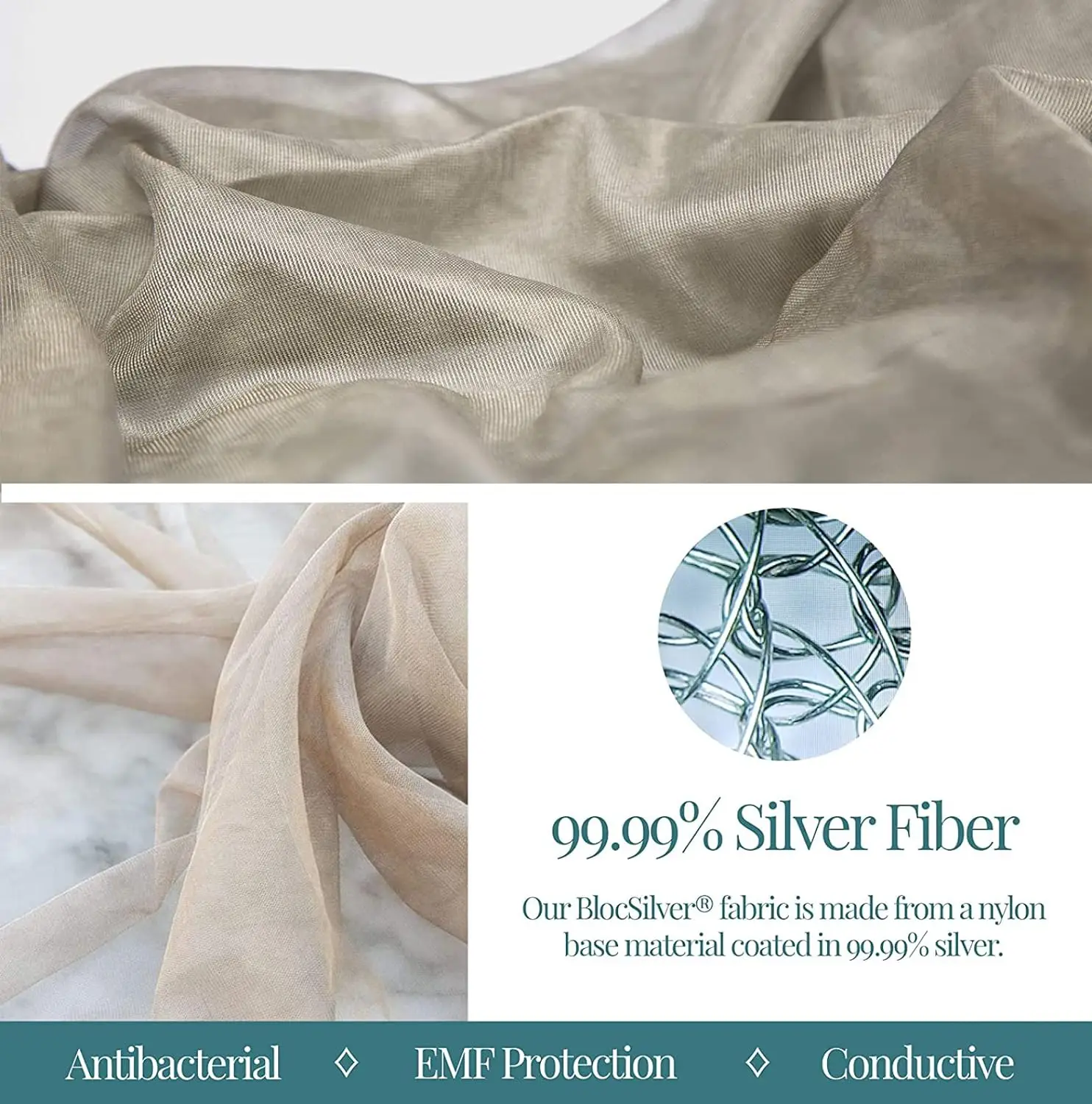 EMF Shielding Canopy Anti Radiation Bed Net Canopy Silver Coated Mesh Radiation for WiFi Router Guard Shielding Rate 99.99%,